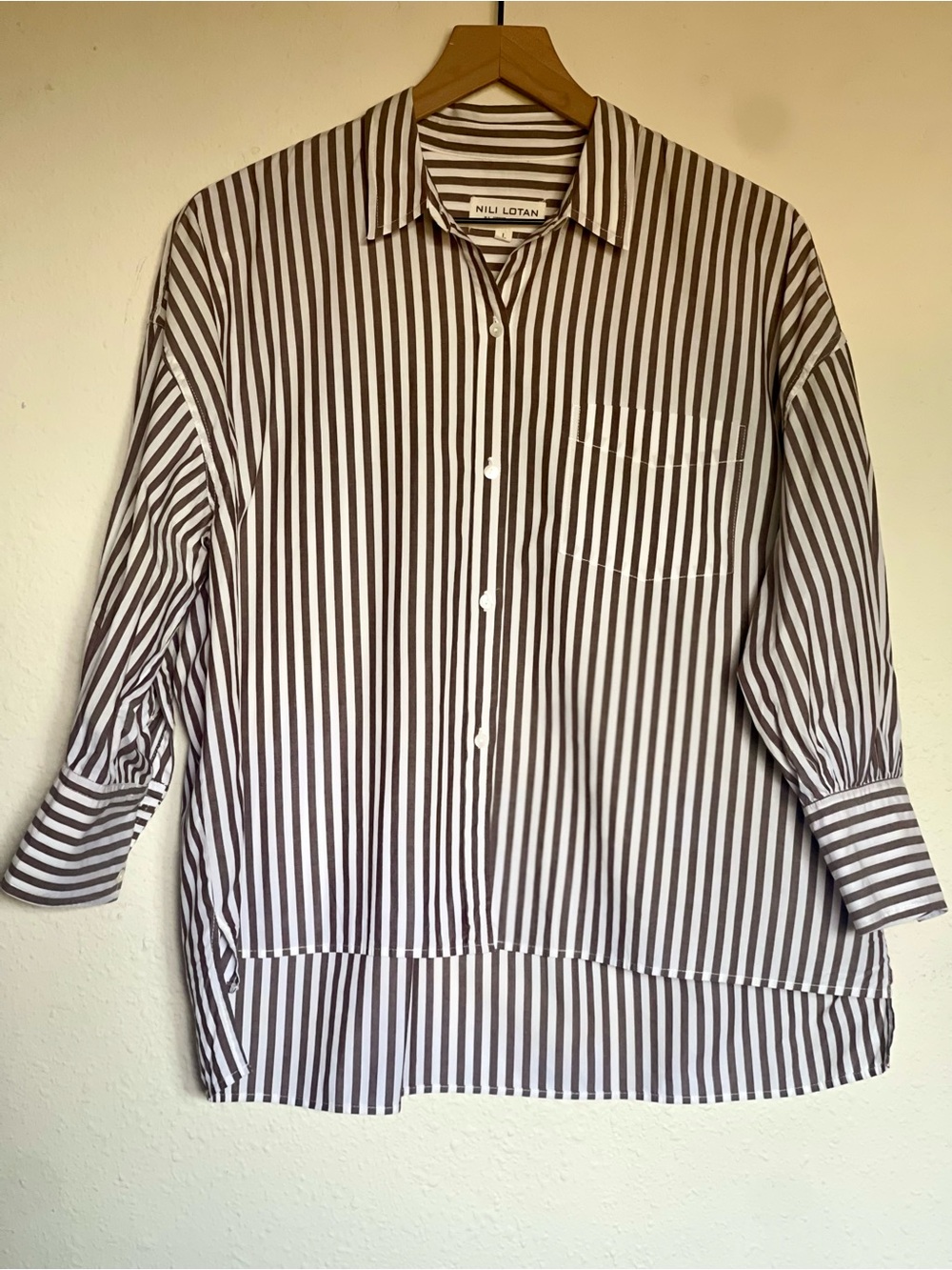 Nili Lotan Lonnie Striped Button Down Shirt - Size Large - Picture 2 of 5